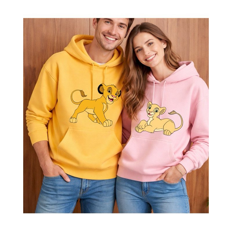 Moletom Premium Com Capuz Simba Ou Nala Rei Leão Unissex - TAM 8 ao GG - Casual Divertido