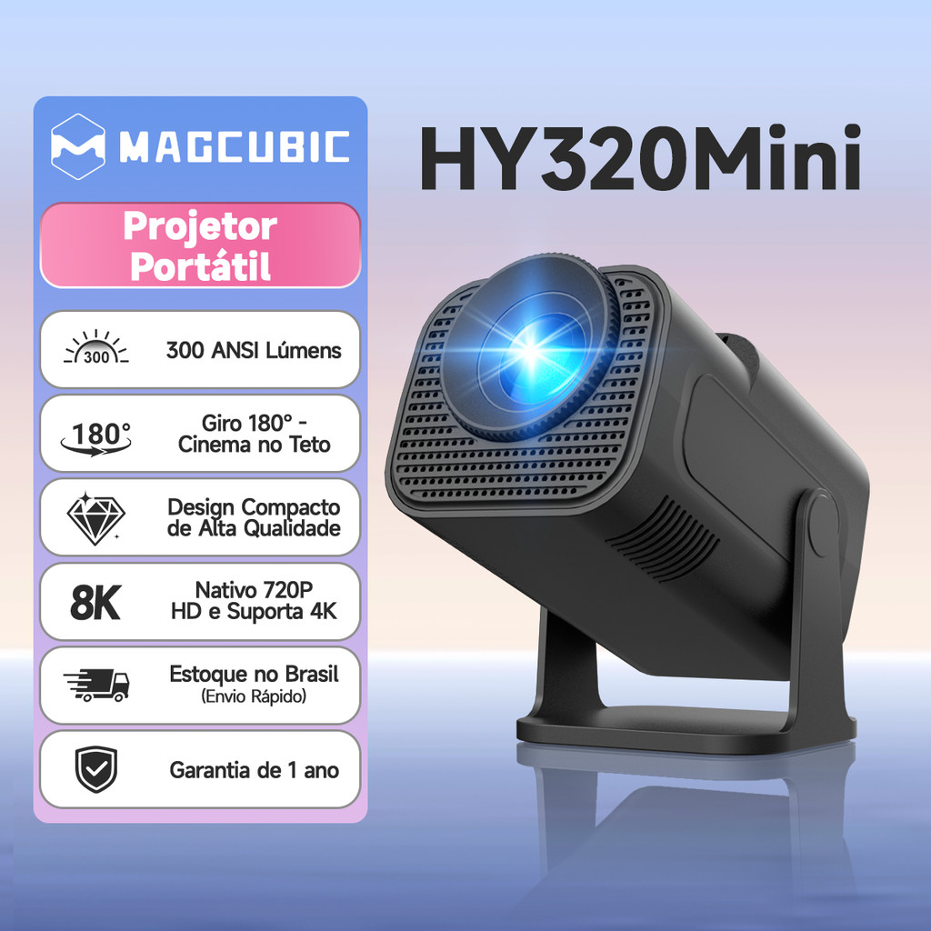 MAGCUBIC HY320Mini 4K Portátil Projetor Android 11 300 ANSI WiFi 6 Bluetooth HDMI