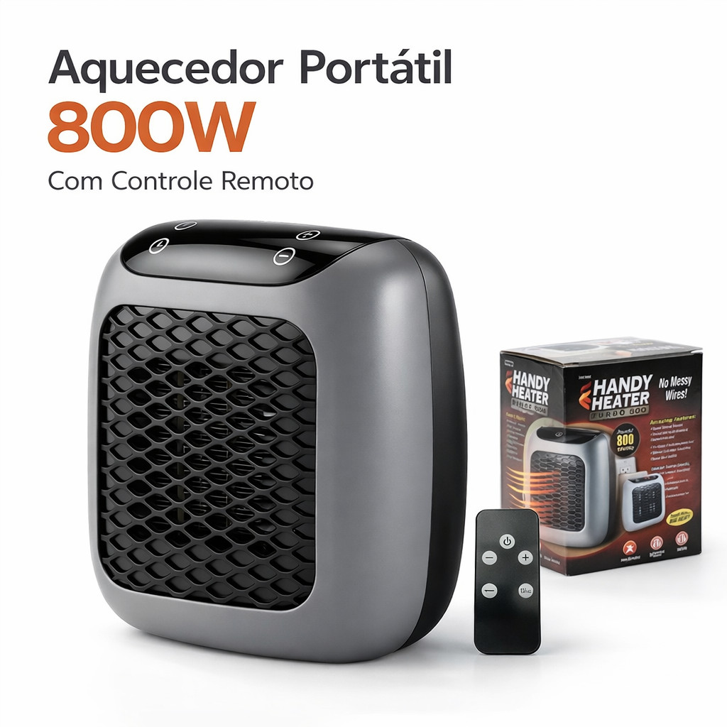 Aquecedor Portátil 800W com Controle Remoto Mini Aquecedor para Quarto e Casa