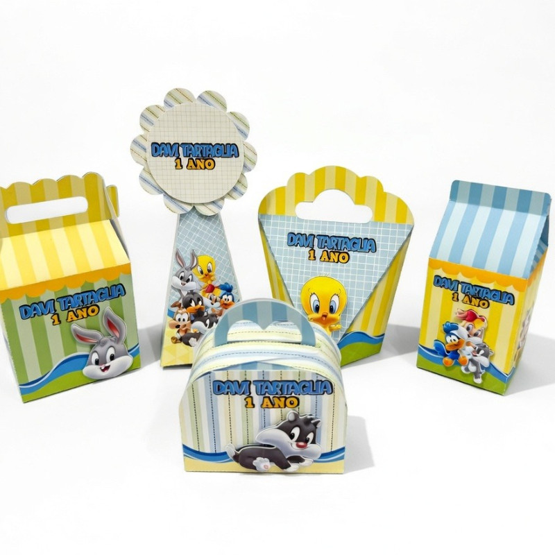 Caixinhas Baby Looney Tunes personalizadas aniversário festa infantil lembrancinha caixinha cone