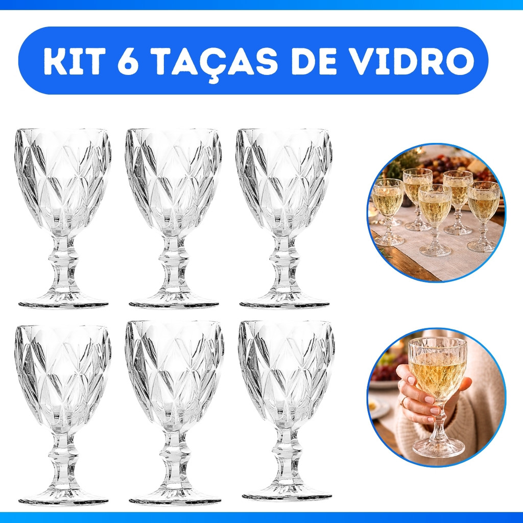 Kit 6 Taças De Vidro Transparente 320 ML em Oferta na Shopee
