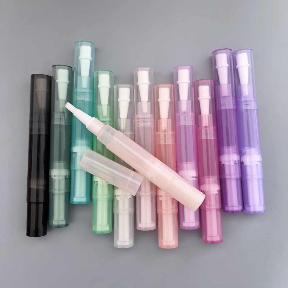 Embalagem descartável rotativa caneta vazia 5ML injeção transparente série de cores amostra viagem base líquida óleo nut