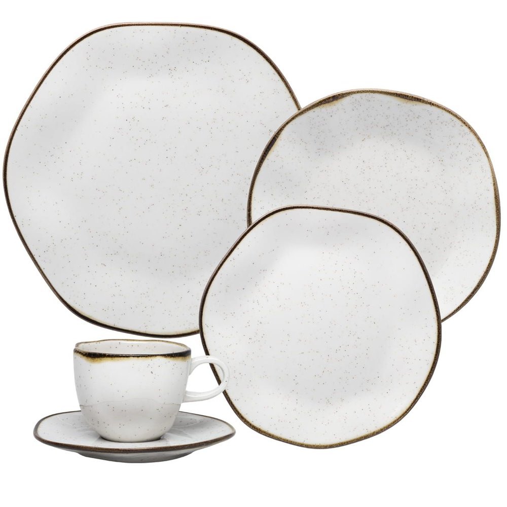 Aparelho de Jantar Ryo Maresia Porcelana Oxford Jogo de Louça Completo Mesa Posta Elegante