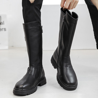 Primavera botas Martin de cano alto masculino couro genuíno botas de Paratrol botas de couro cavaleiro botas masculinas 
