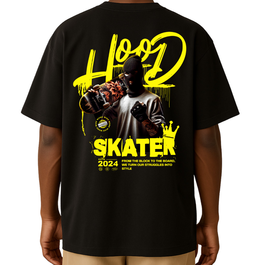 Camiseta Oversized Academia Unissex 100% Algodão "Mascarado Skate" Conforto e Estilo para seu Treino