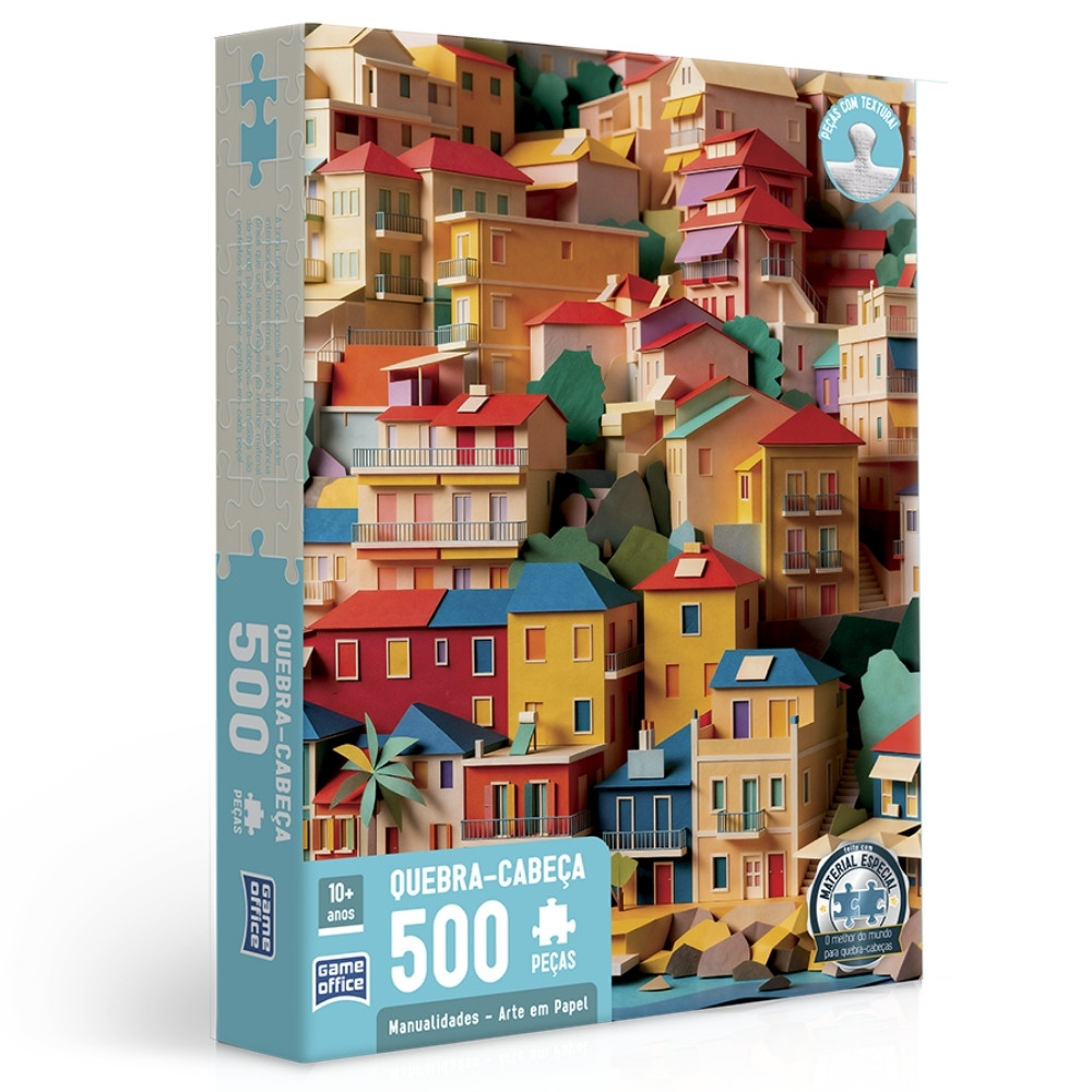 QUEBRA CABEÇA MANUALIDADES ARTE EM PAPEL 500 PEÇAS TOYSTER PUZZLE VILA MAR CASAS