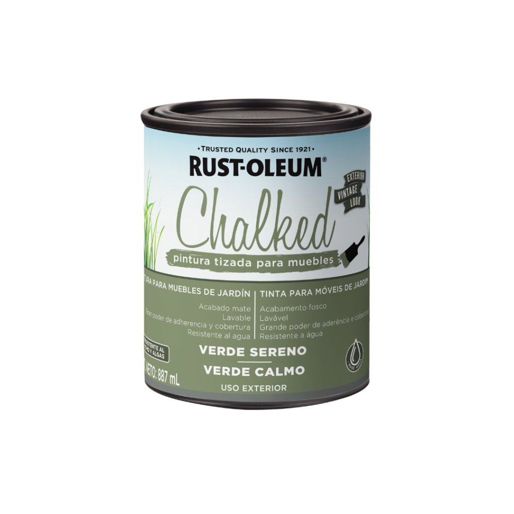 Chalked Tinta Efeito Giz à Base de Água para Exterior Verde Calmo Rust Oleum