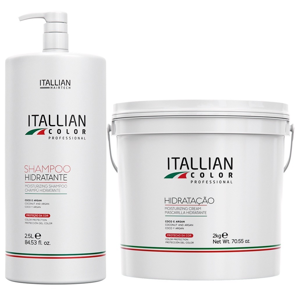 KIT SHAMPOO DE 2,5 LTS E HIDRATAÇÃO 2 KG ITALLIAN COLOR