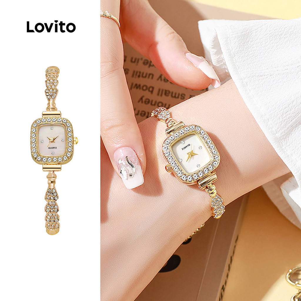 Lovito Relógio Casual Quartzo com Strass LFA108138