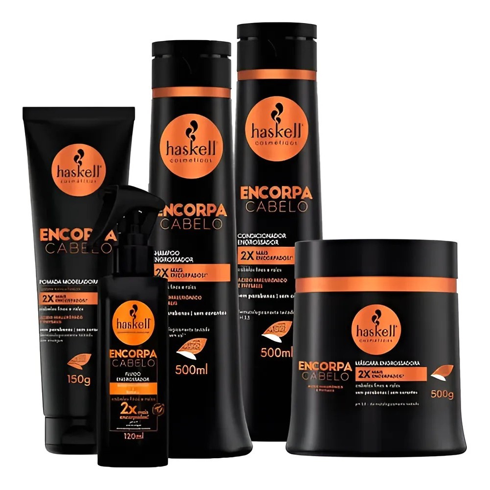 Kit Encorpa Cabelo 500g Haskell | Cabelos 2x Mais Encorpados