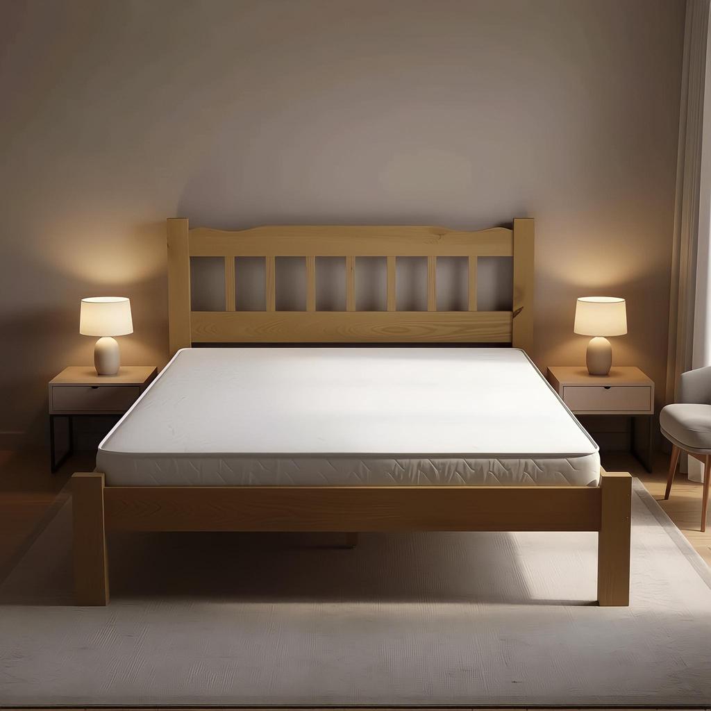 Cama Queen de Casal Nogueira em Madeira Maciça Reforçada
