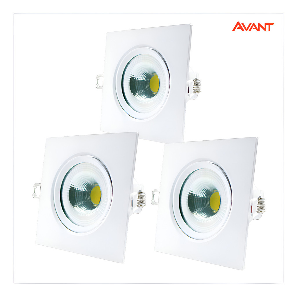 Kit 3 Spot Led 5w Embutir Quadrado Avant 4000k Authentic