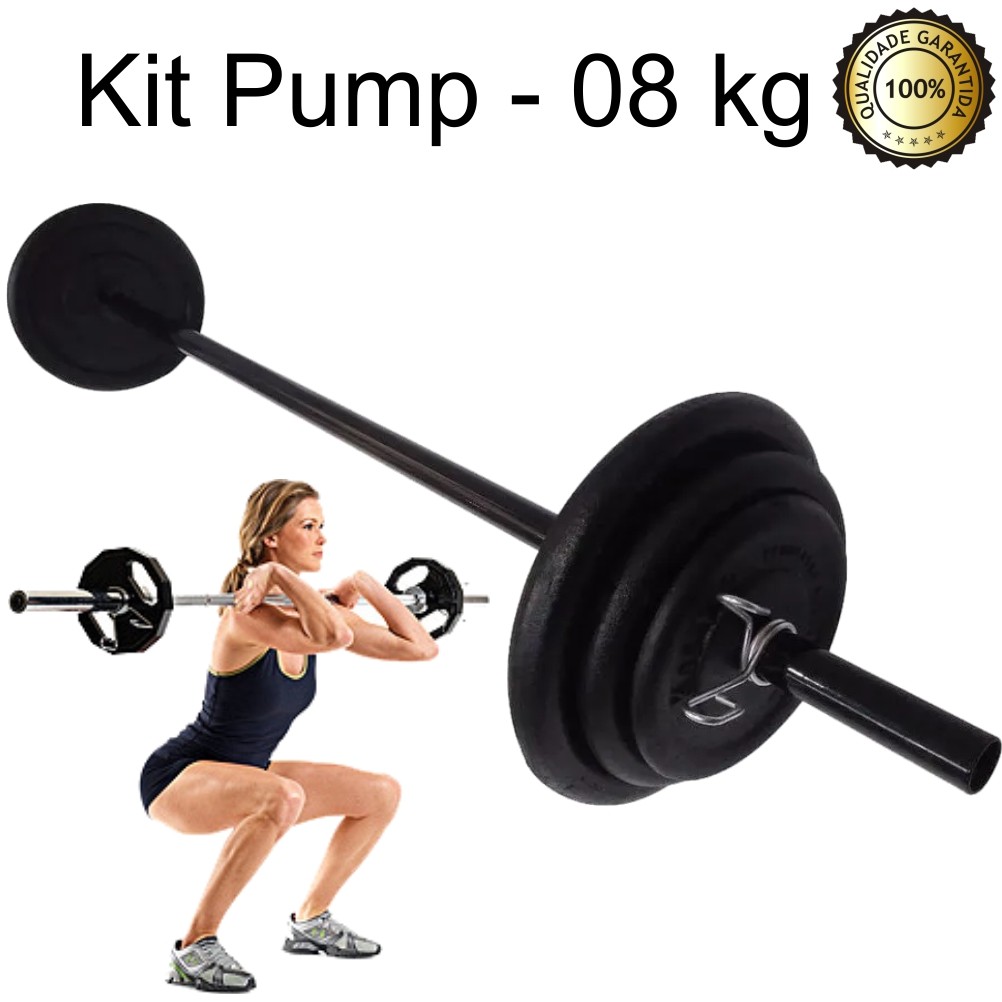 Kit Completo C/barra oca E 08kg De Anilha Emborrachada
