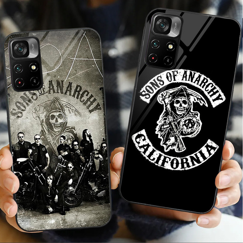 Capa De Telefone De Vidro Sons of Anarchy Para POCO F3 F4 F5 M3 M4 M5 M6 4G X3 X4 GT NFC X5 X6 PRO 5G