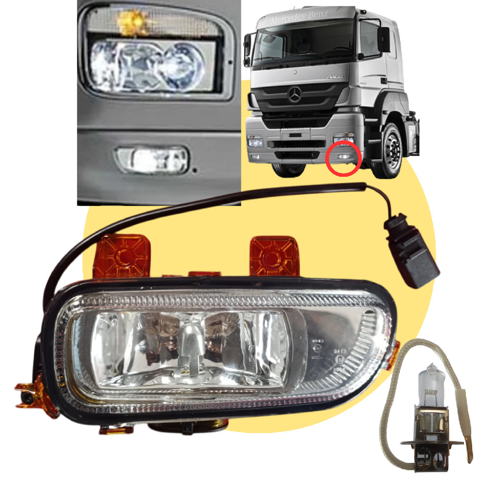 KIT FAROL DE MILHA LE + LÂMPADA H3 MERCEDES-BENZ AXOR
