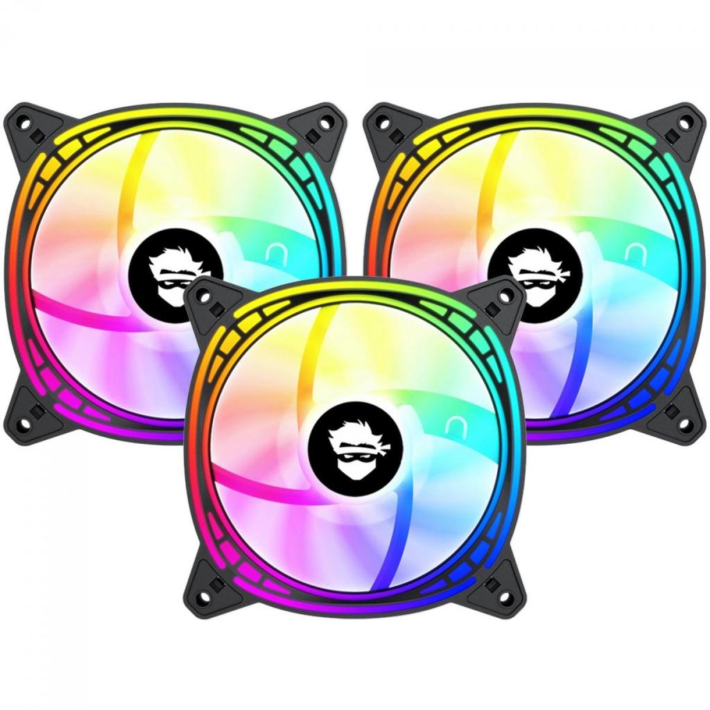 Kit Fan Com 3 Unidades Gamer Ninja Fuuton, ARGB, 120mm, Black em Oferta na Shopee