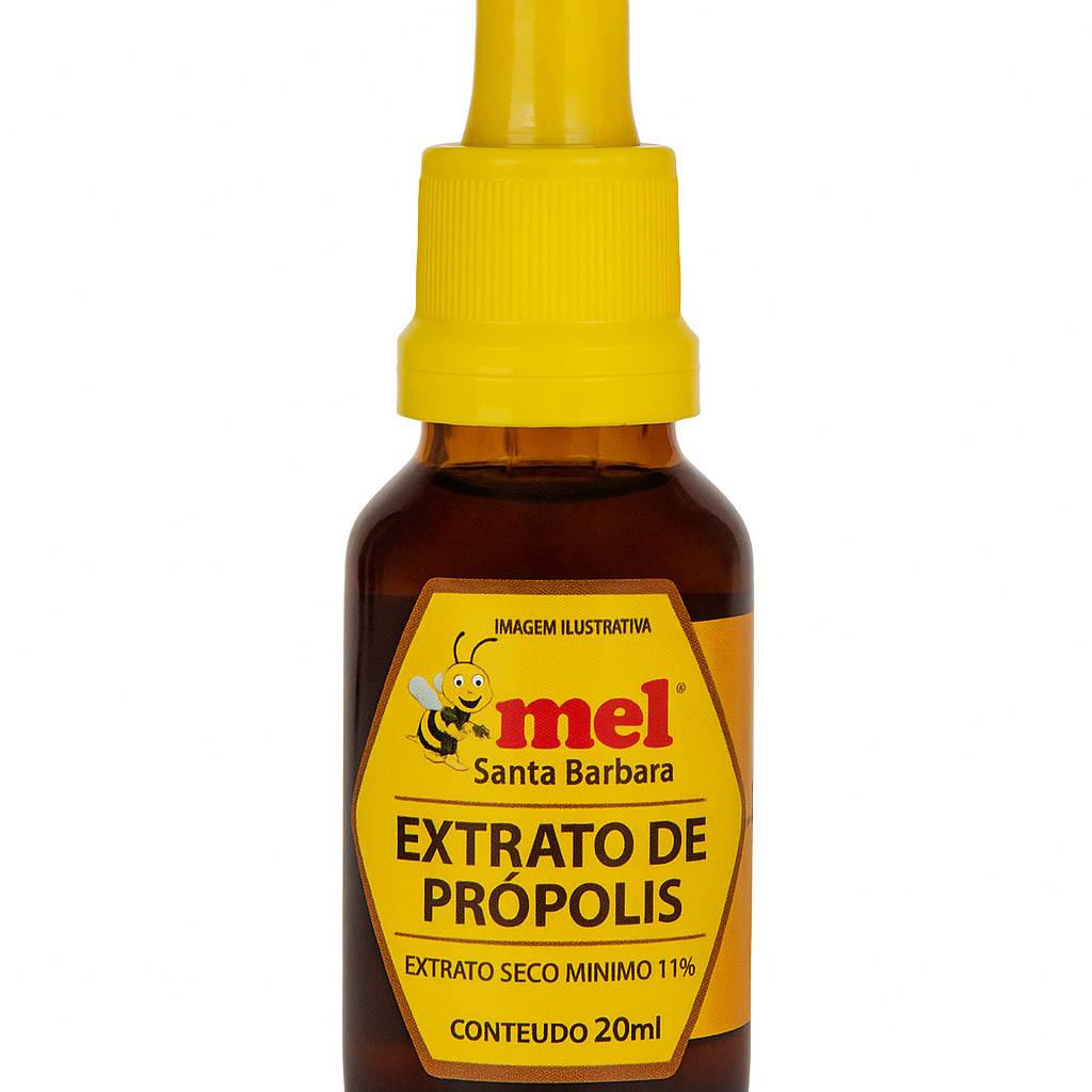 Extrato de Própolis Marrom 11% com Conta-Gotas – Mel Santa Bárbara 20ml | Imunidade Natural | Alta Concentração
