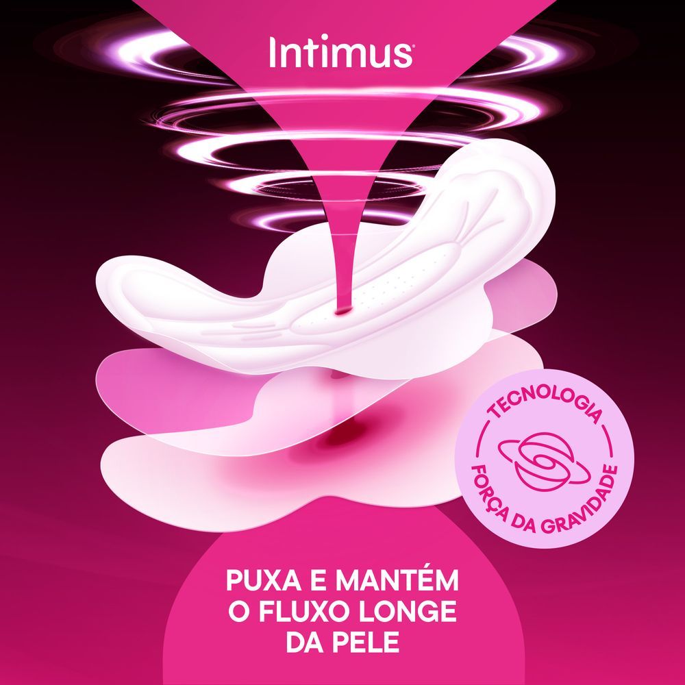 Detalhes do Absorvente Intimus Noturno Cobertura Seca com Abas 8 Unidades
