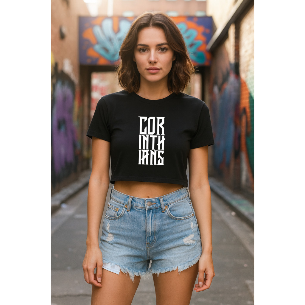 Cropped Camiseta Corinthians Time Futebol Timão Blusa 100% Algodão Premium