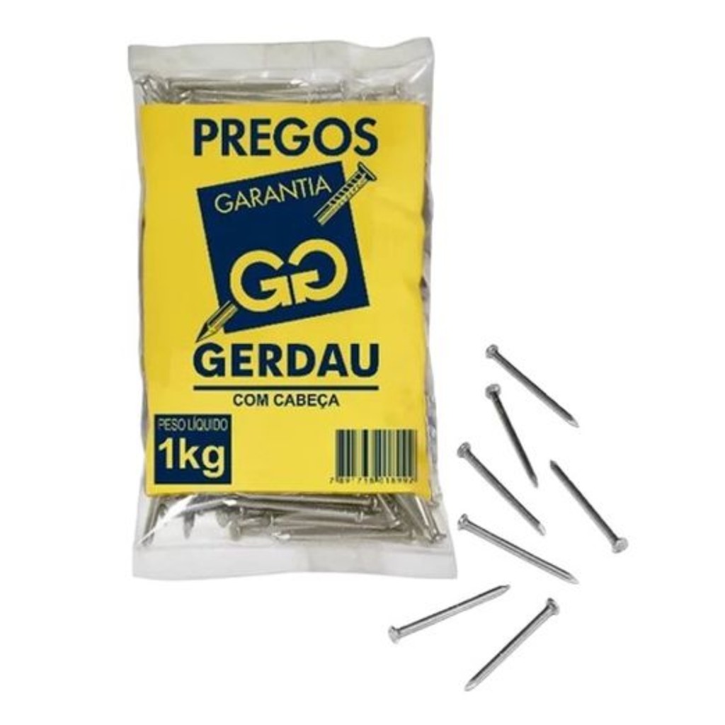 Pregos Polido Gerdau 1kg de Alta Resistência Fixação Segura para Madeira e Construção