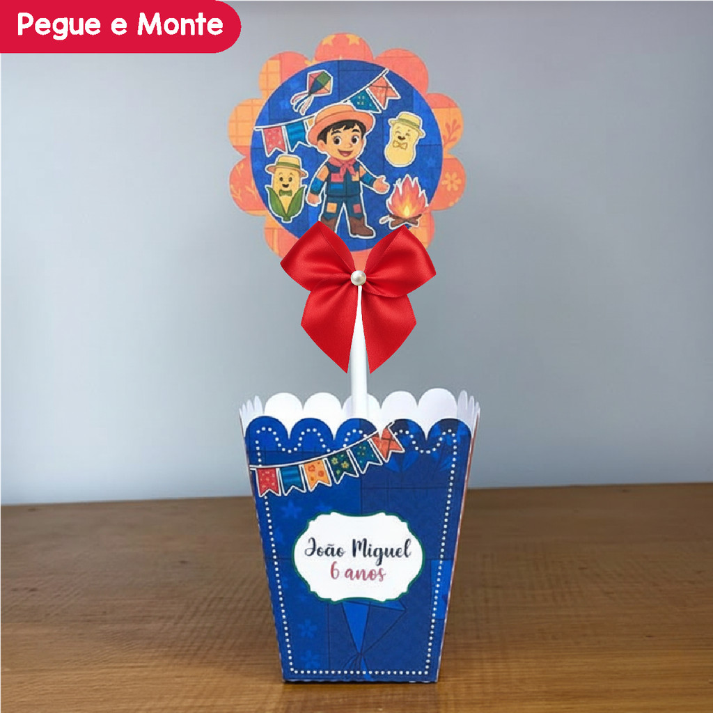 Centro de Mesa Cachepô Festa Junina Menino | Cachepot | Personalizados | Lembrancinhas | (Pegue e Monte)