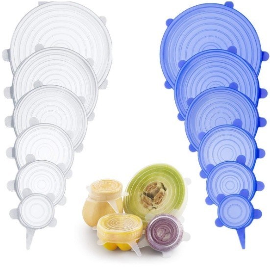 Kit 6 Tampas Silicone, Tampa panela Elastica Reutilizável Elástica para Potes Tapoer Cozinha Flexivel