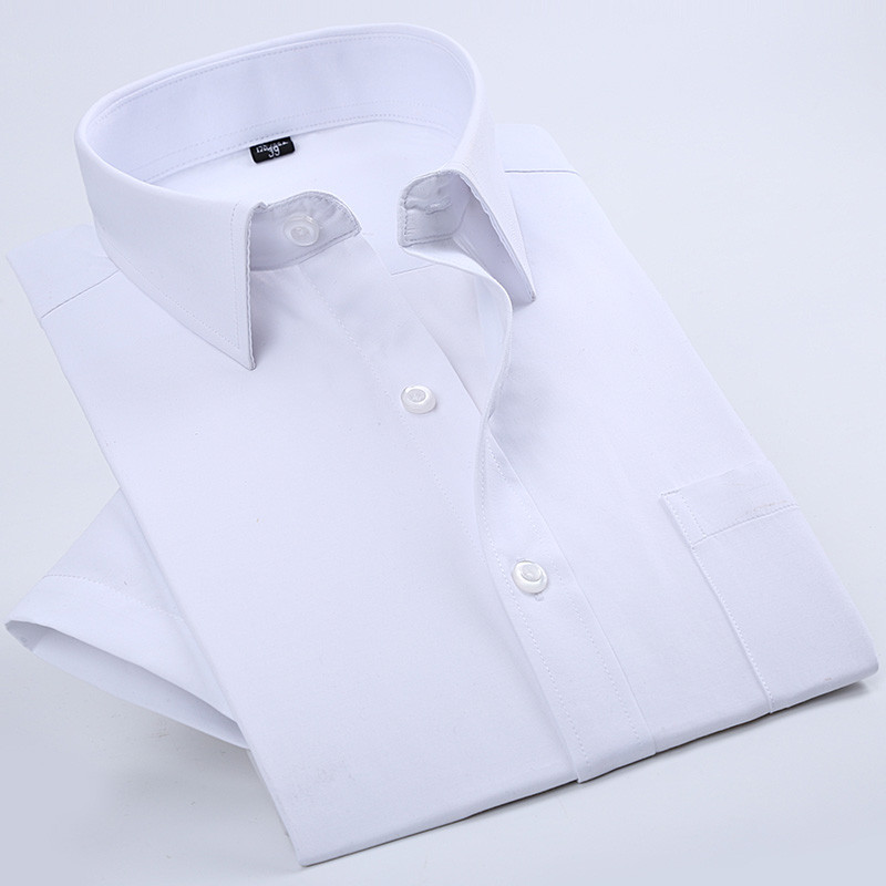 Camisa branca fina masculina de manga curta juventude negócios profissional workwear meia manga camisa branca masculina 