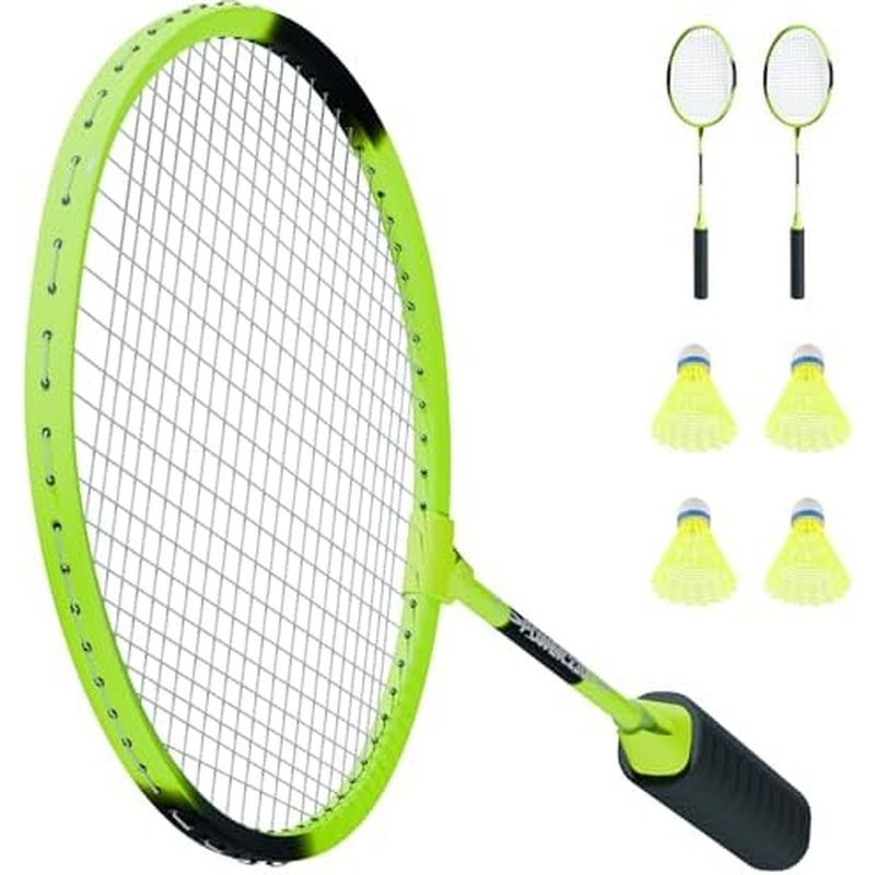 Conjunto De Raquete De Badminton , Raquetes De 25 " Para Adultos Com Fios De Nylon Espessos & amp ; 4 Petecas Duráveis T