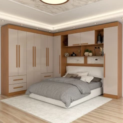 Guarda-Roupa Casal Modulado Madrid 10 Portas 4 Gavetas Cinamomo/Off White - Panorama Móveis