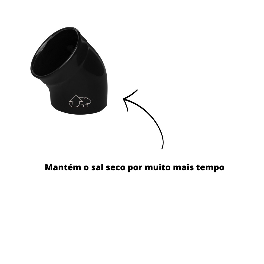 Saleiro De Mesa Médio Bancada Em Porcelana Preto — imagem 2 de 2