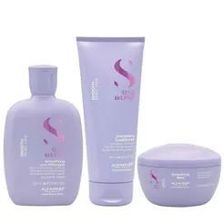 Kit Alfaparf Professional Semi Di Lino Smooth Smoothing - Shampoo 250ml + Condicionador & Máscara 200ml