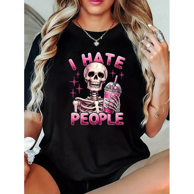 Camiseta Plus Size Estampa Versátil Gráfica Feminina Confortável Estilosa Moderna Casual