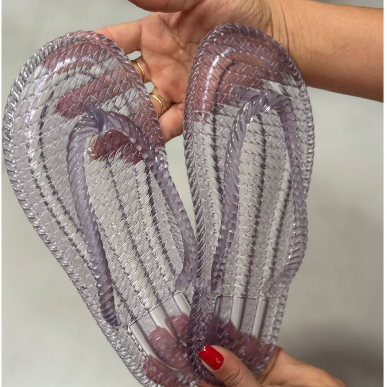 Chinelo Feminino Rasteira Trançado Sandália Jelly Feminino Transparente Confortável Tendencia Verão Estiloso #ESTRELADAR