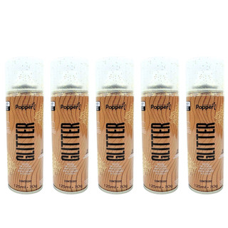 Kit 5 Spray De Glitter Dourado 125ml Popper Cabelo Corpo Roupa Maquiagem Brilho Ouro Pequeno Bolsa Festas Carnaval Shows