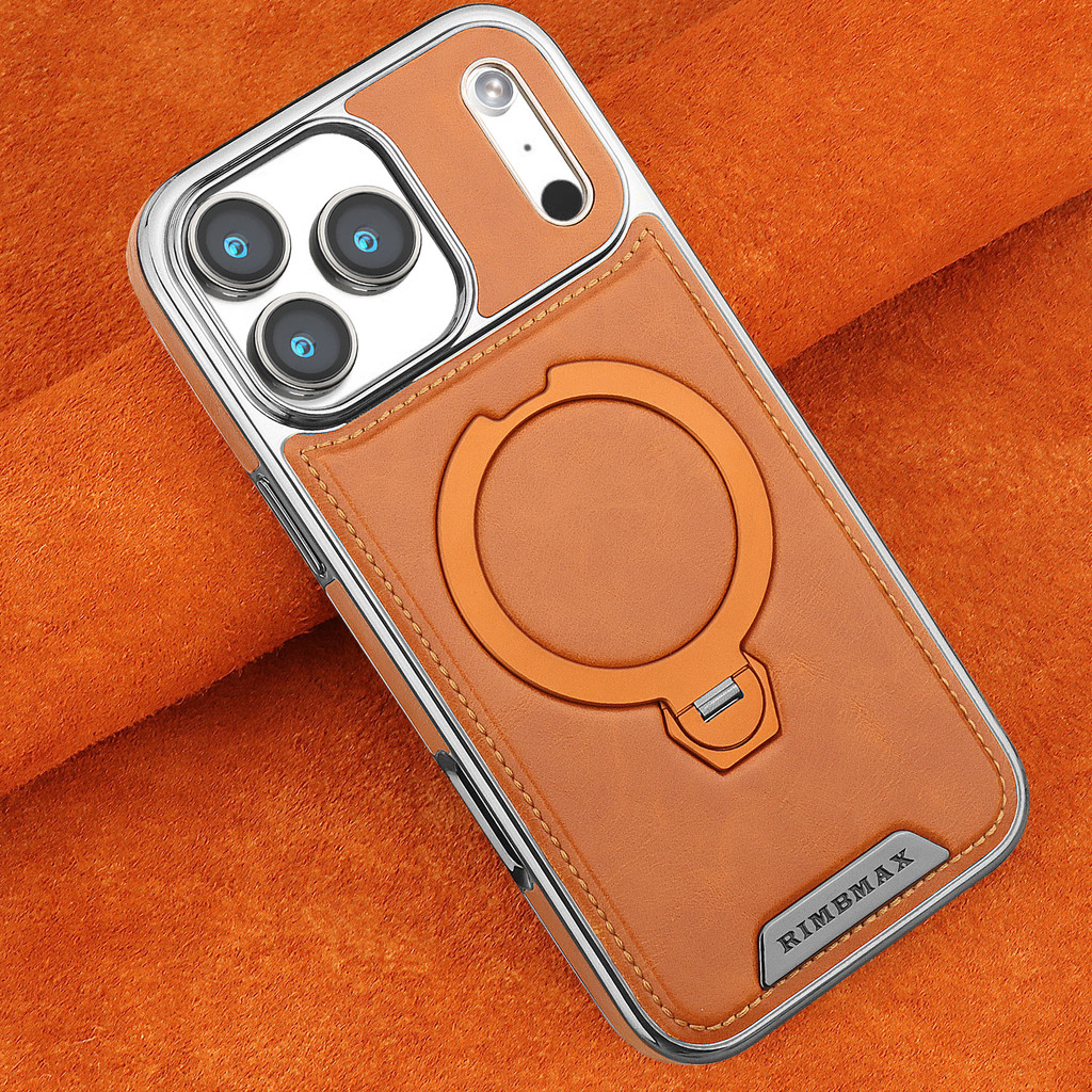Luxo Magnético 360 ° Capa De Telefone De Couro Rotativa Para iPhone 17 Pro Max 16 Plus 15 14 Suporte De Anel Magsafe À P