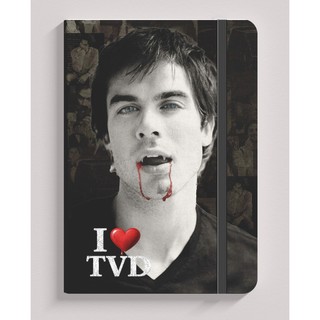 Caderneta Tipo Moleskine A5 Diário De Um Vampiro I LOVE TVD DAMON