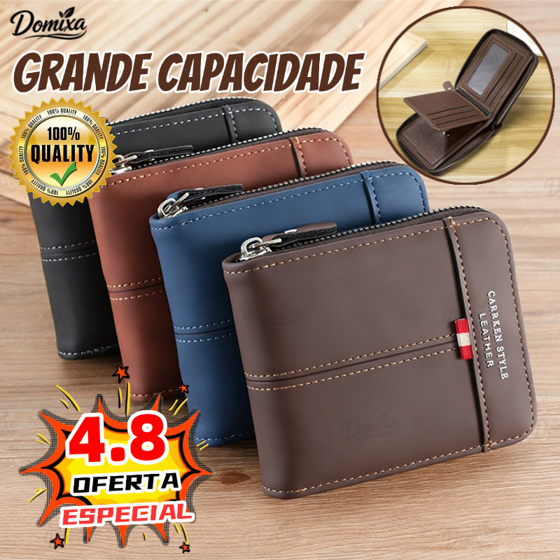 Carteira Masculina Com Zíper Em Bloco Colorido-Presente Multifuncional Para Moedas Curtas E Porta-Cartões Namorado-do