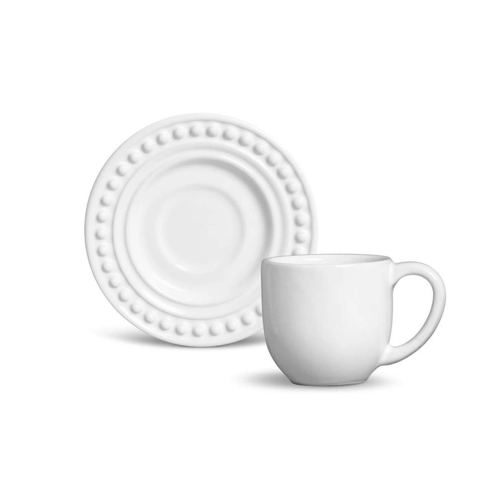 Conjunto Com 6 Xícaras De Café Com Pires Atenas Branco 72 Ml