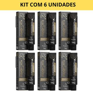 Kit C/06 Pomada massageadora FISIOFORT PREMIUM dores musculares treino Bio instinto tubo 150g