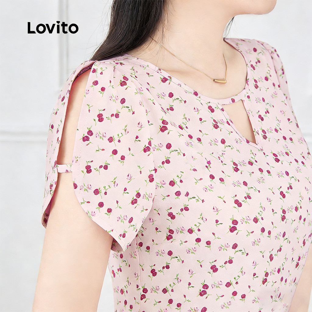 Lovito Casual Blusa com Recorte Blusa Primavera/verão para mulheres L183ED024