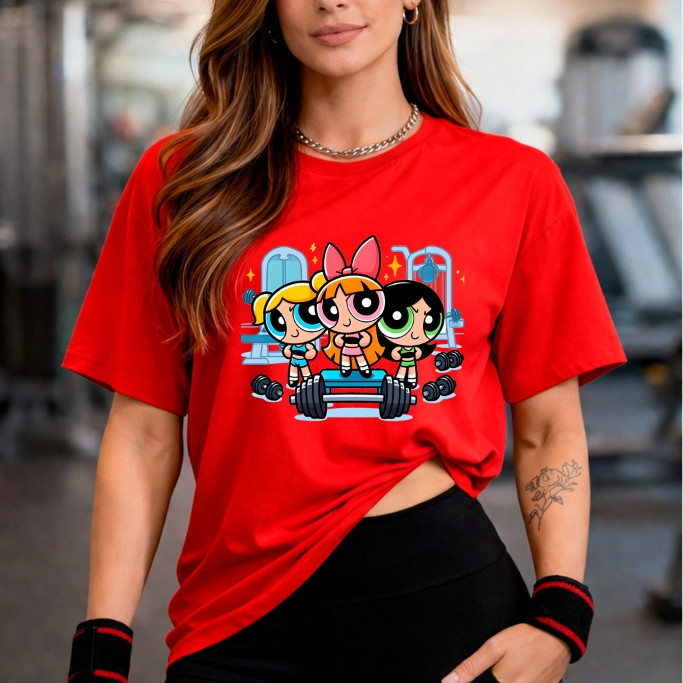Camiseta Tshirt 100% Algodão Feminina Confortável Academia Fitness Treino Musculação Estampa Meninas Poderosas