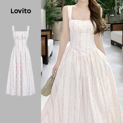 Lovito Padrão De Vestido Boho Vestido De Renda Estilo Resort Para Mulheres Primavera/Verão Floral Bordado L191AD019