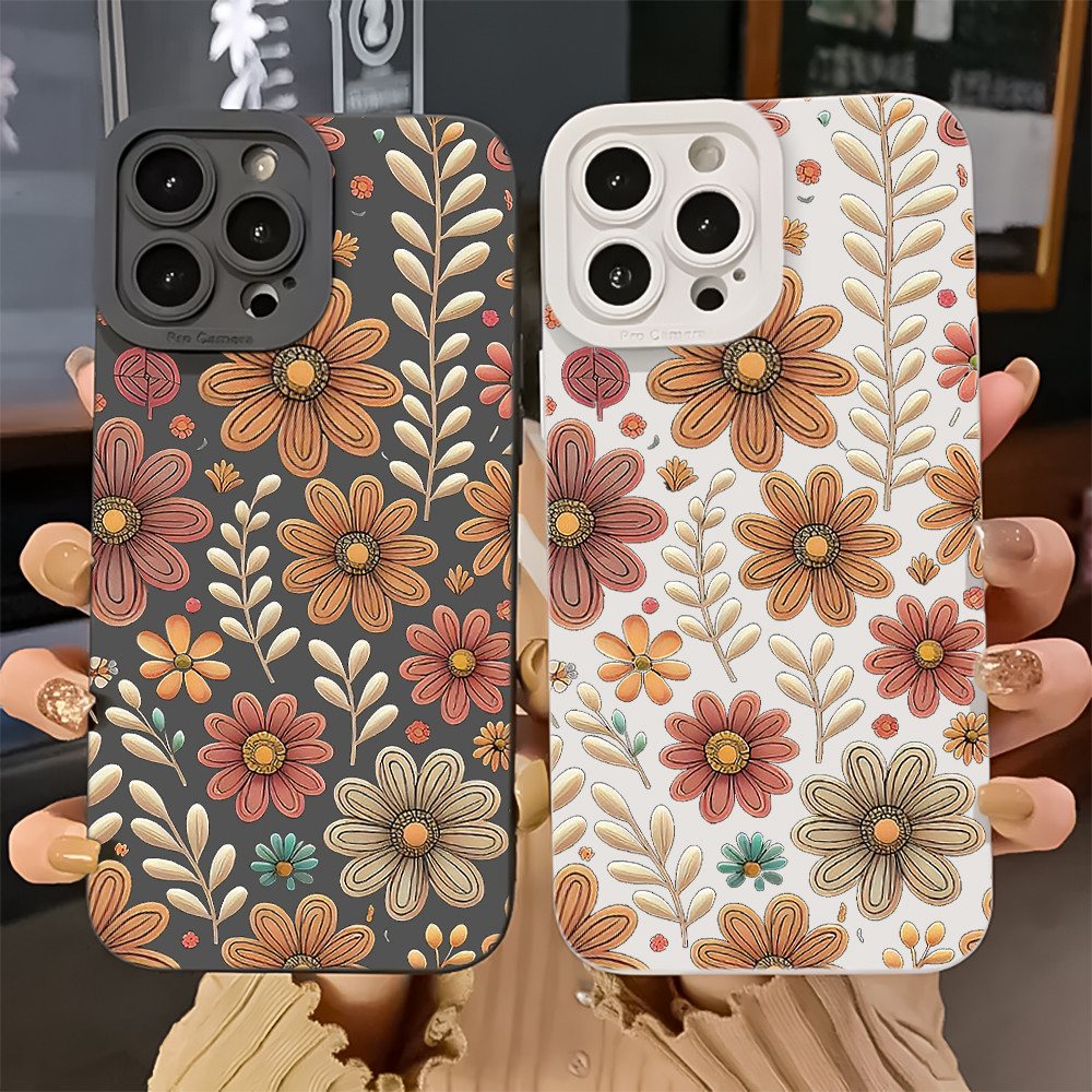 Capinha Capa Imitação De Flor De Malha Para IPhone7 8 X XsXR 11 12 1314 15 16 17Air Plus Pro Max Normal De Cobertura Com
