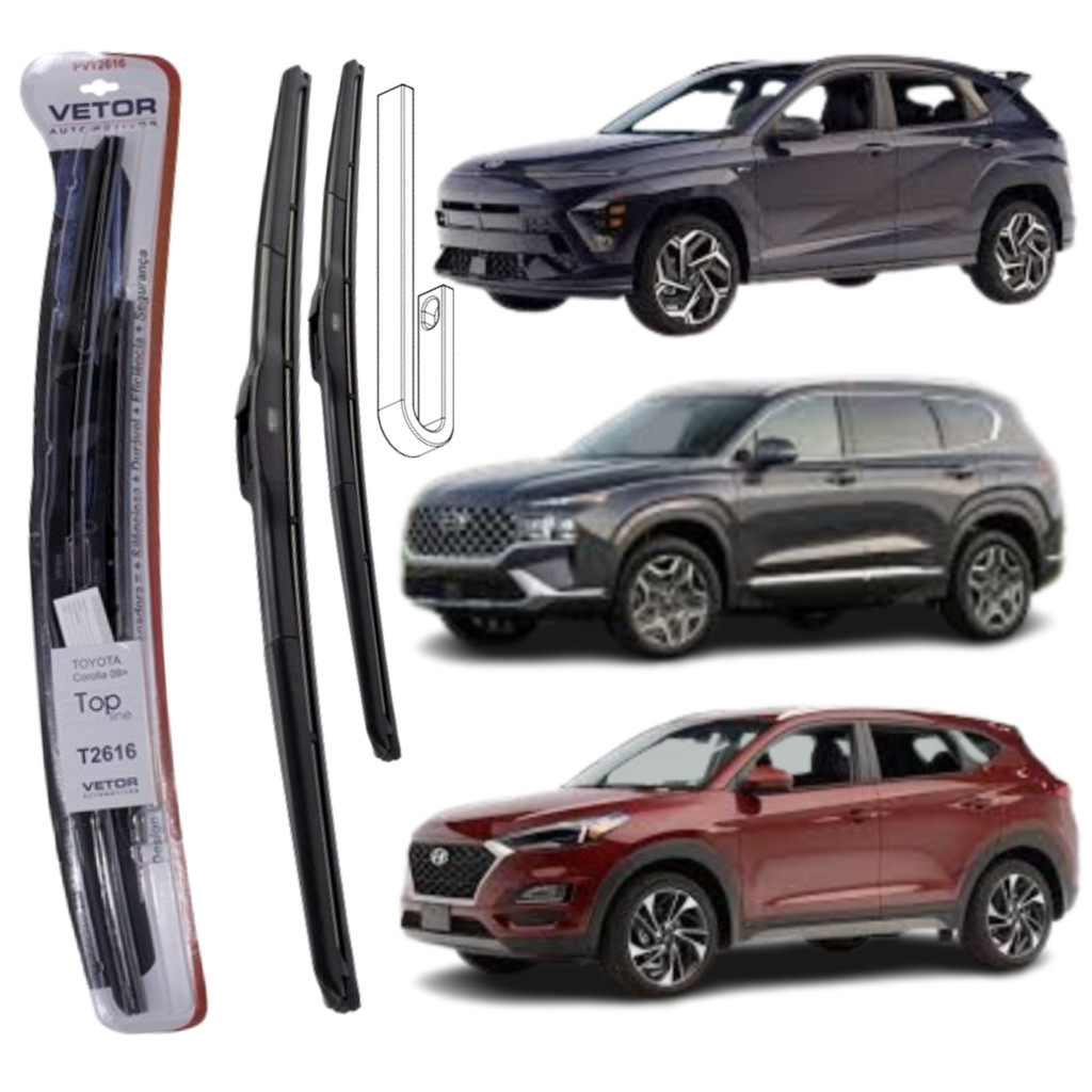 Palheta Parabrisa Hyundai Kona 24- Tucson 17- Santa Fé 20-