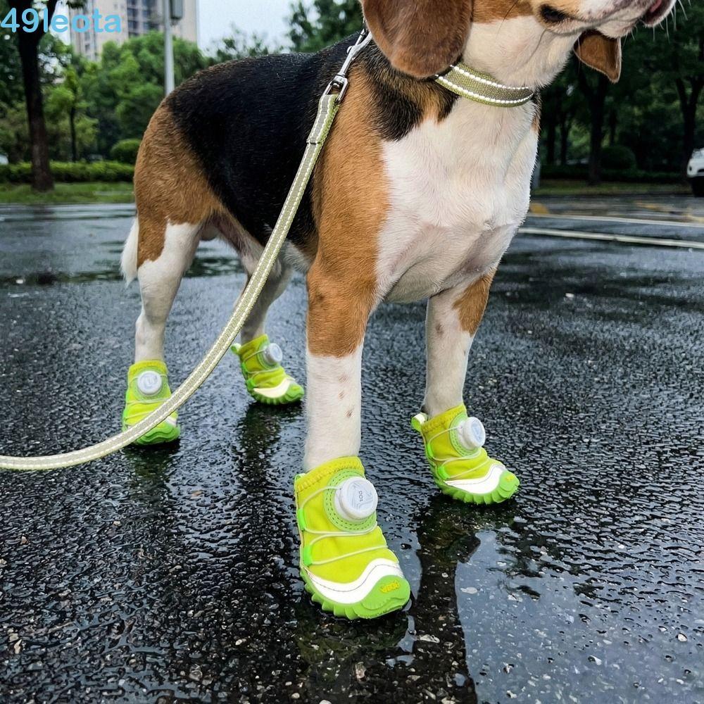 LEOTA 4 Peças De Sapatos Impermeáveis Para Animais De Estimação , Botas De Malha Ajustáveis Respiráveis Calçados Confort