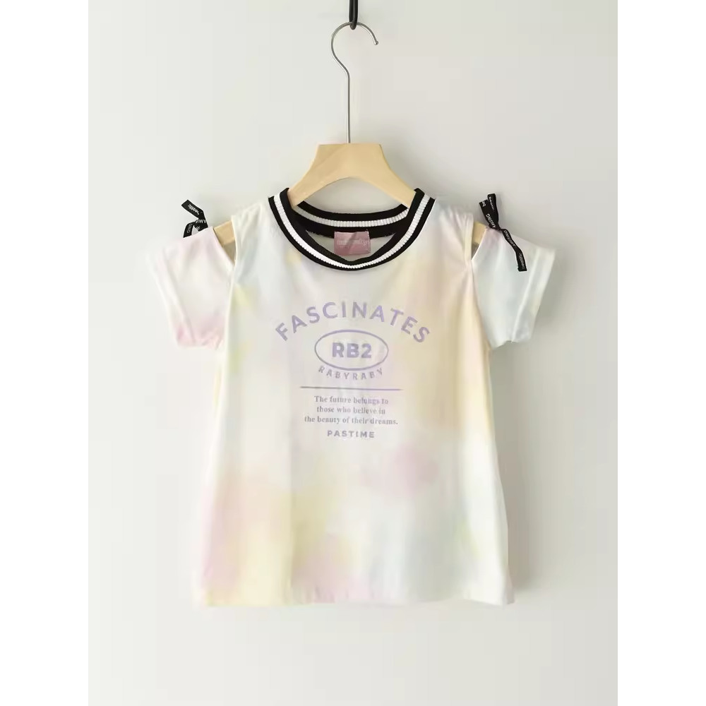 Crianças Tie-Dye camiseta de manga curta meninas verão RB841 versão coreana dos desenhos animados grandes crianças Desig