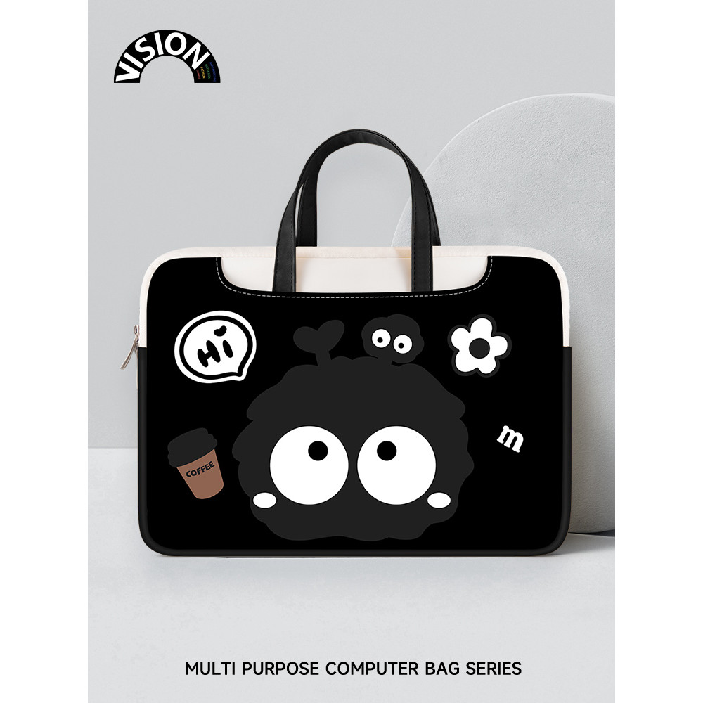VISION Cute Black Briquetes Bolsa para Laptop portátil adequada para Apple macbook 15: 20 cm Shin-Chan air13.3 Huawei ma