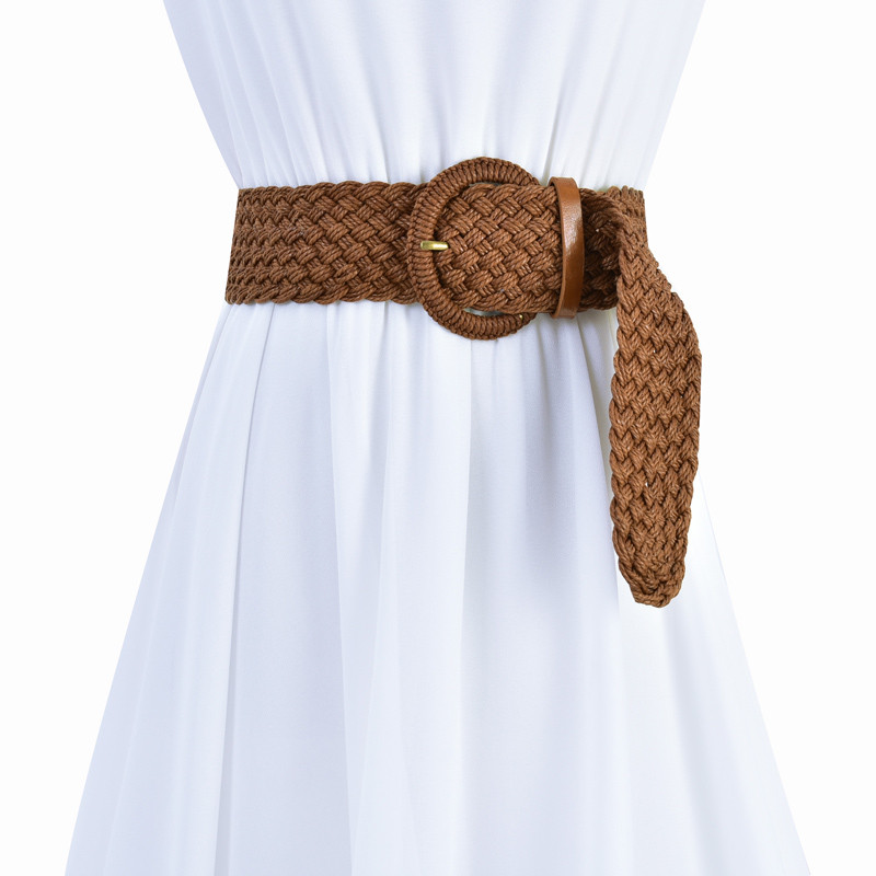 Outono inverno Retro estilo étnico senhoras cinto com vestido decoração trançado cinto largo corda de cânhamo cinto de c