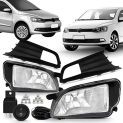 Kit Farol Milha Gol G6 13/16 Moldura Preta + Botão Tic Tac Branco
