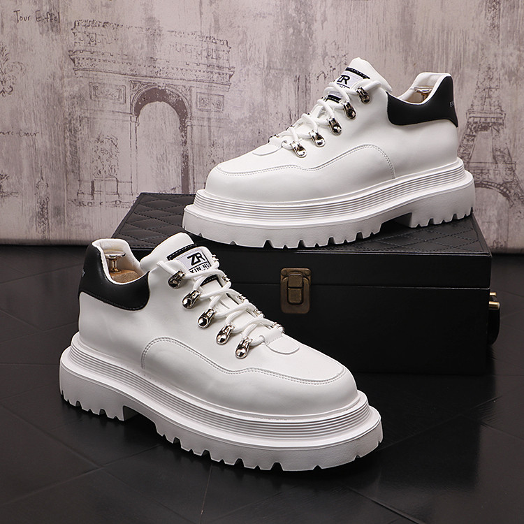 Sapatos brancos masculinos outono inverno sapatos masculinos aumento interno esportes sapatos de couro casuais botas cur